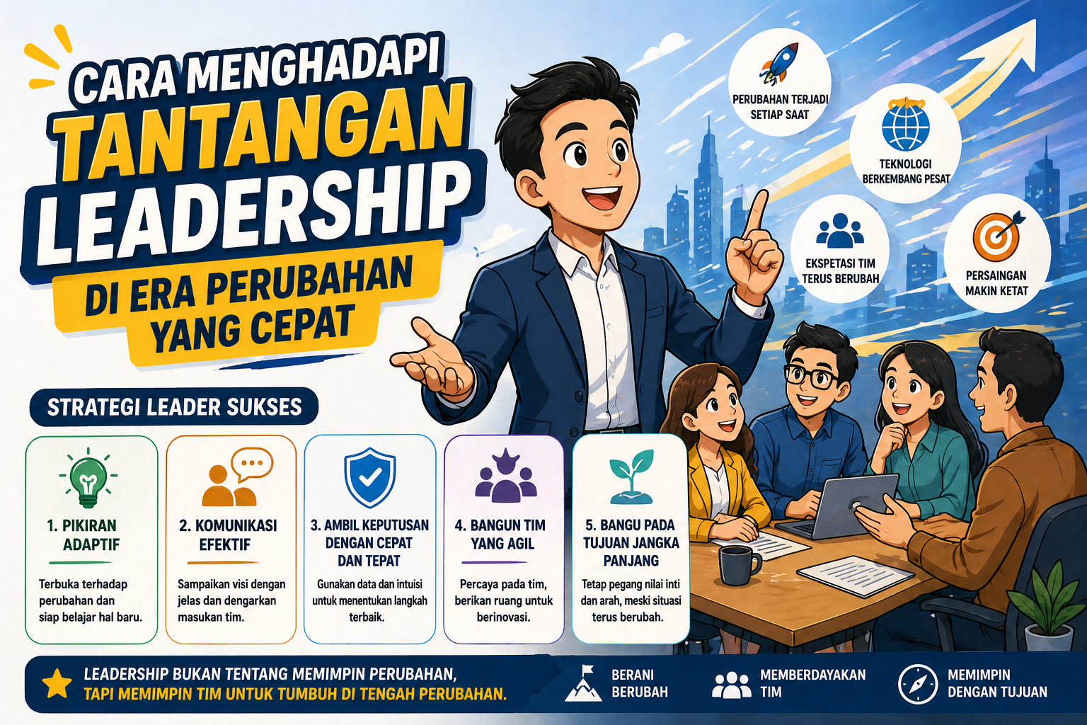 Read more about the article Cara Menghadapi Tantangan Leadership di Era Perubahan yang Cepat
