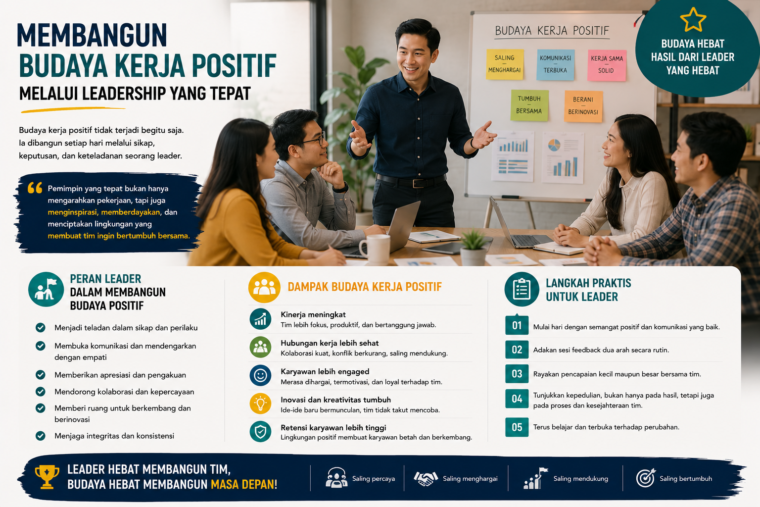 You are currently viewing Membangun Budaya Kerja Positif melalui Leadership yang Tepat